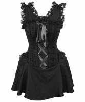 VICTORIAN BROCADE BLACK CORSET DRESS - VG19840