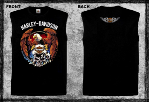 HARLEY DAVIDSON - Skull & Eagle - černé pánské tričko bez rukávů