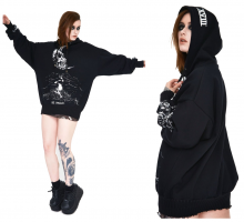 Mikina s kapucí Oversize  Skull Moon - LDSHLA4282