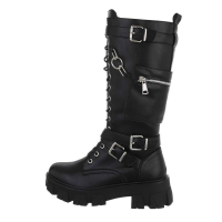 Damen Schnürstiefel - blackpu DE320P-blackpu!SET
