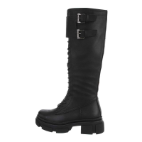 Damen Schnürstiefel - schwarz D-31-1-black