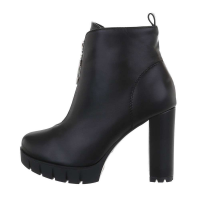 Damen Stiefeletten mit hohem Absatz - schwarz - XK-0130-black