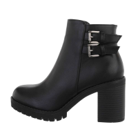 Damen Stiefeletten mit hohem Absatz - schwarz - DD111-black