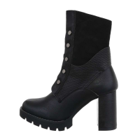 Damen Stiefeletten mit hohem Absatz - schwarz - 1213-GA-black