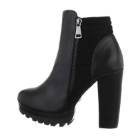 Damen Stiefeletten mit hohem Absatz - schwarz - A677-1-black