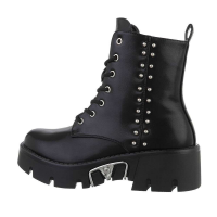 Damen Schnürstiefeletten - schwarz - LA-159-black