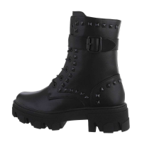 Damen Schnürstiefeletten - schwarz - DE1021-black