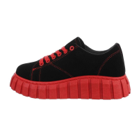 Damen Low-Top-Sneaker - schwarz-rot - AB1726-schwarz