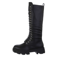 Damen Schnürstiefel - schwarz - 7450-1-black