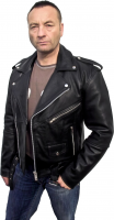 Biker-Lederjacke aus weichem Leder Schwarz - LJ90
