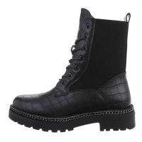 Damen-Schnürstiefeletten - Schwarz - 4115-black