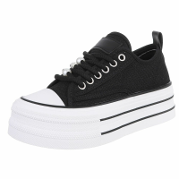 Damen niedrige Sneaker - schwarz - 88303-blackSET