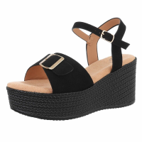 Damen Keilsandaletten - schwarz - LOLO22-blackSET
