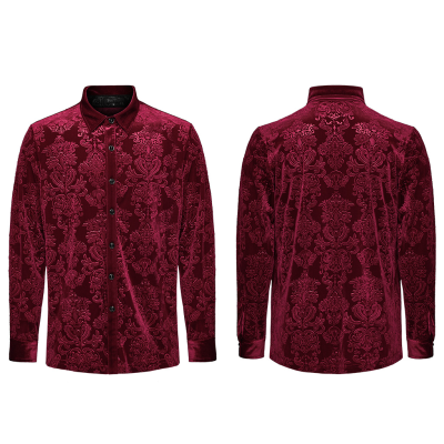 Gothic Vampire Red Velvet Shirt - WY-1541/RD