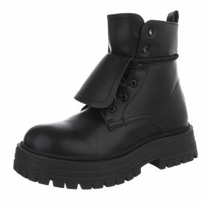 Dámské kotníkové boty na šněrování - černá - QH7830-1-blackSET