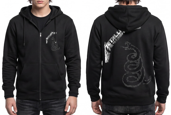 METALLICA - Black Album Snake - schwarzer Herren-Kapuzenpullover mit Reißverschluss
