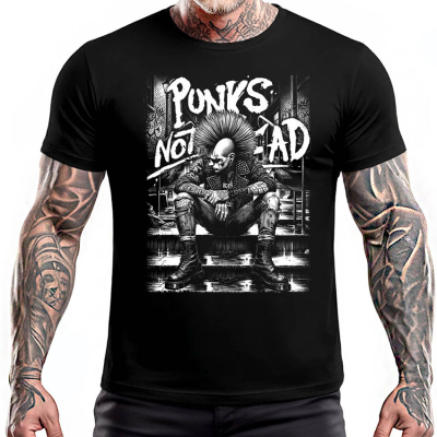 PUNKS NOT DEAD - Sitting Punk Man - černé pánské triko