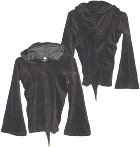 Samtbluse mit langer Kapuze und Glöckchen - 3026
